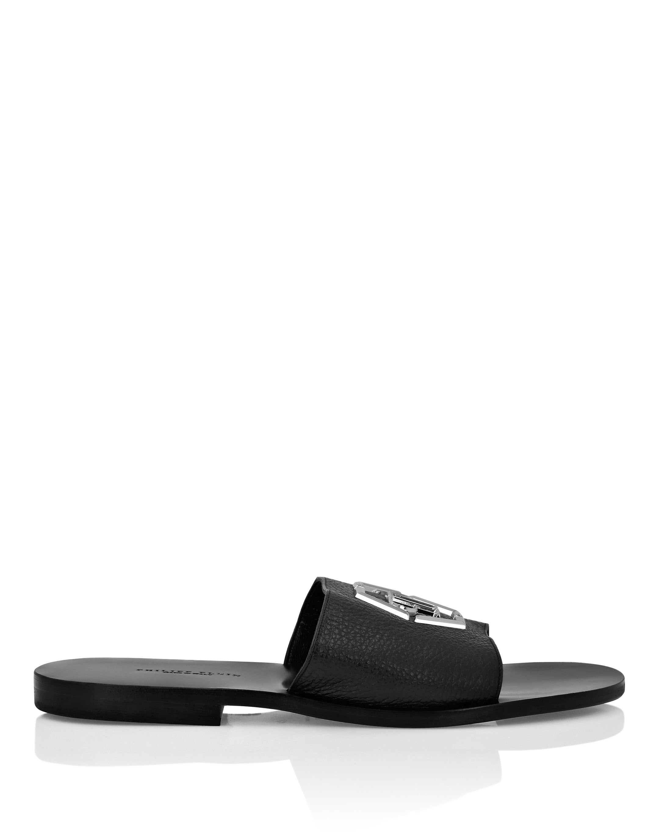 Leather Sandals Flat Gothic Plein Philipp Plein Outlet