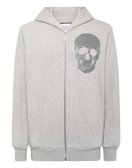 Zipped Hoodie Sweatshirt Skull strass