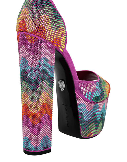 Crystal Platform Sandals Hi-Heels Waves Rainbow