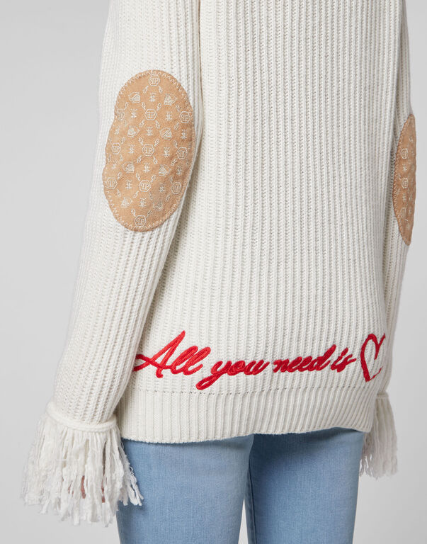 Cashmere 5 leisurewear Turtle Neck LS Embroidery Love Plein