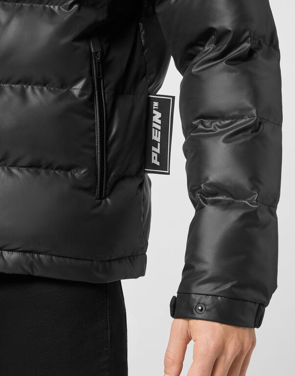 Nylon Padded Jacket With Fur