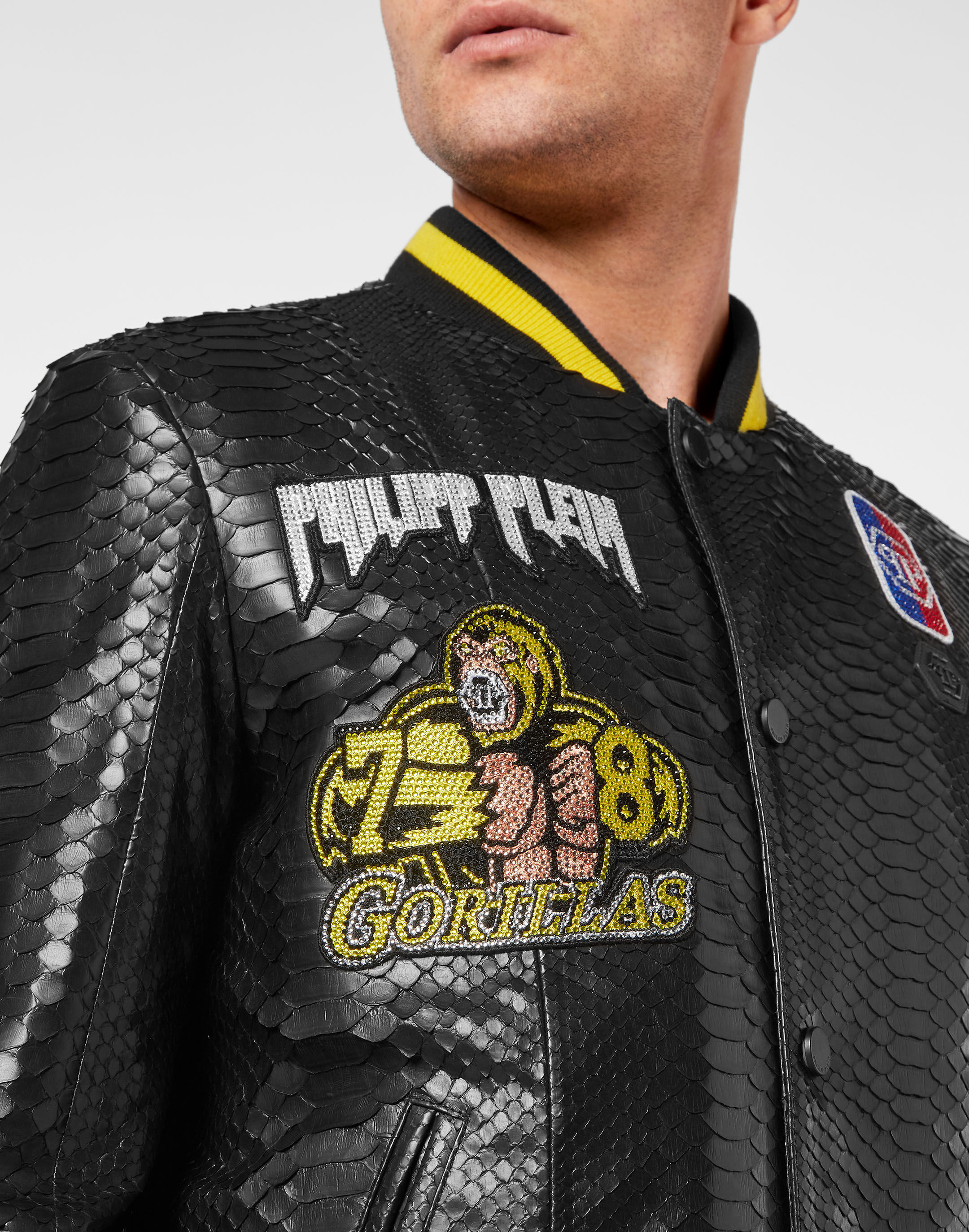 Python Leather College Jacket | Philipp Plein Outlet Python Leather College Jacket | Philipp Plein Outlet