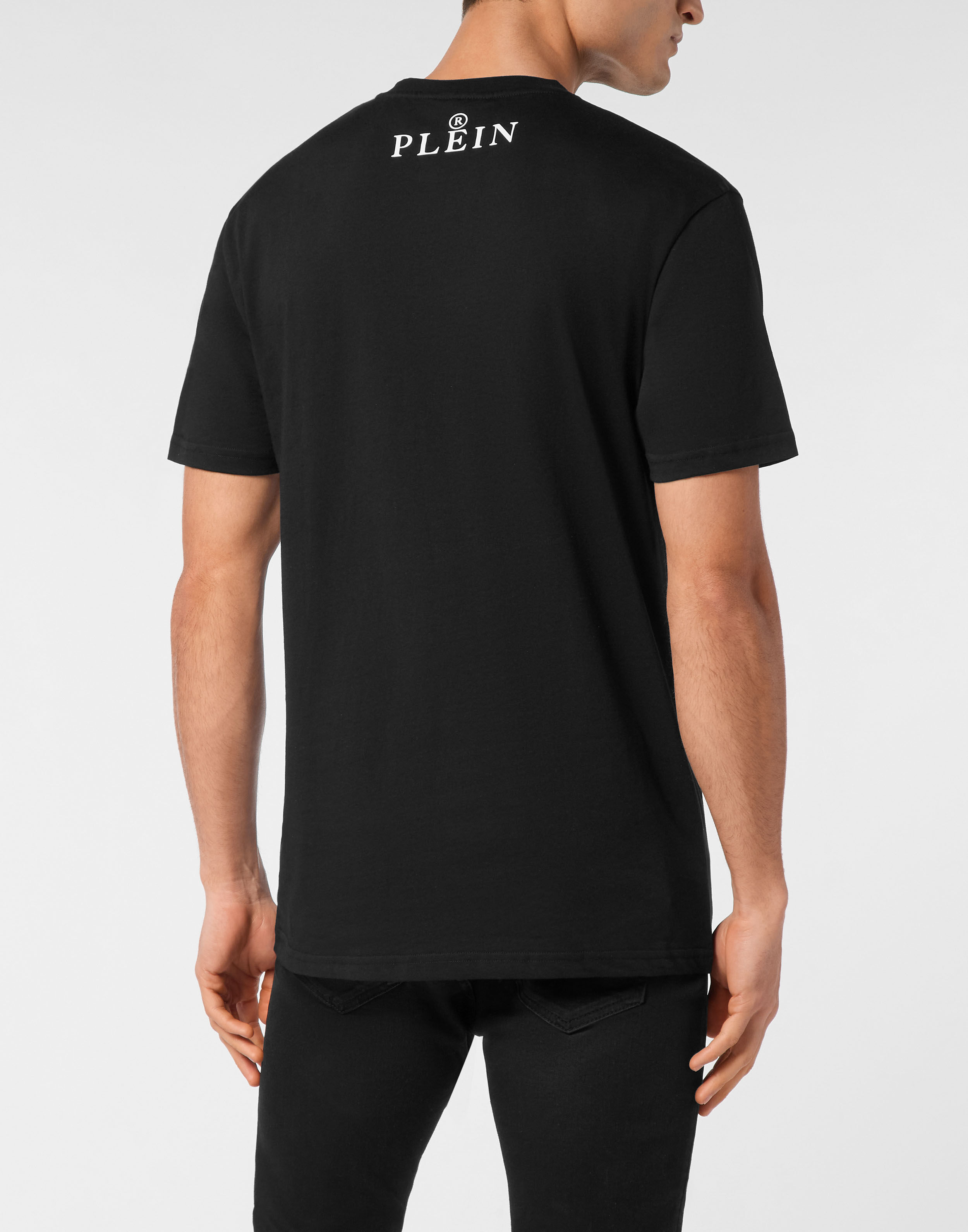 Tシャツ・カットソー Philipp Plein SADC MTK6842 PJY002N ROUND NECK T-shirt Logo print T-shirt in cotton brand PHILIPP PLEIN