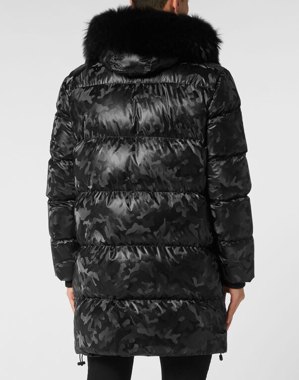 Nylon Parka With Fur Details