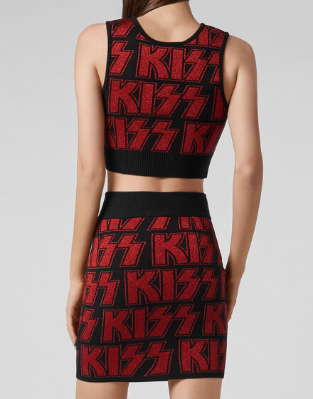 Knit Compose Top+Skirt Rock band