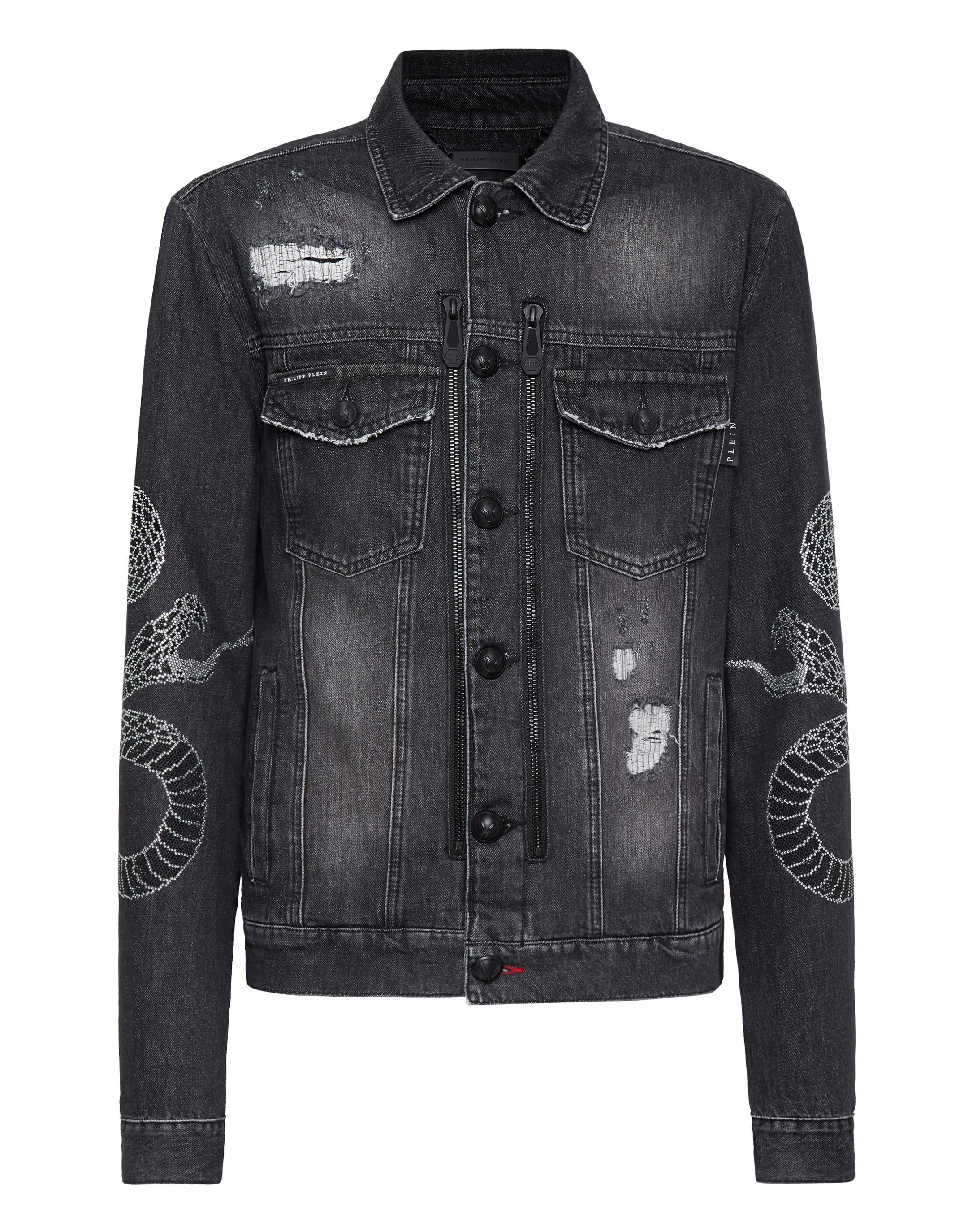 最旬トレンドパンツ Denim Zip Jacket Snake | Philipp Plein Outlet トップス