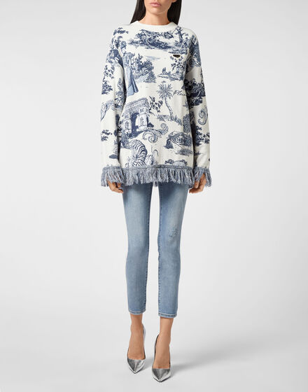 Pullover Round Neck LS Fringe En PLEIN air