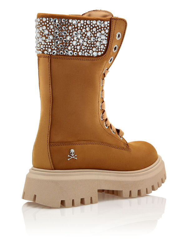 NABUK BOOTS RHINESTONE LACE UP