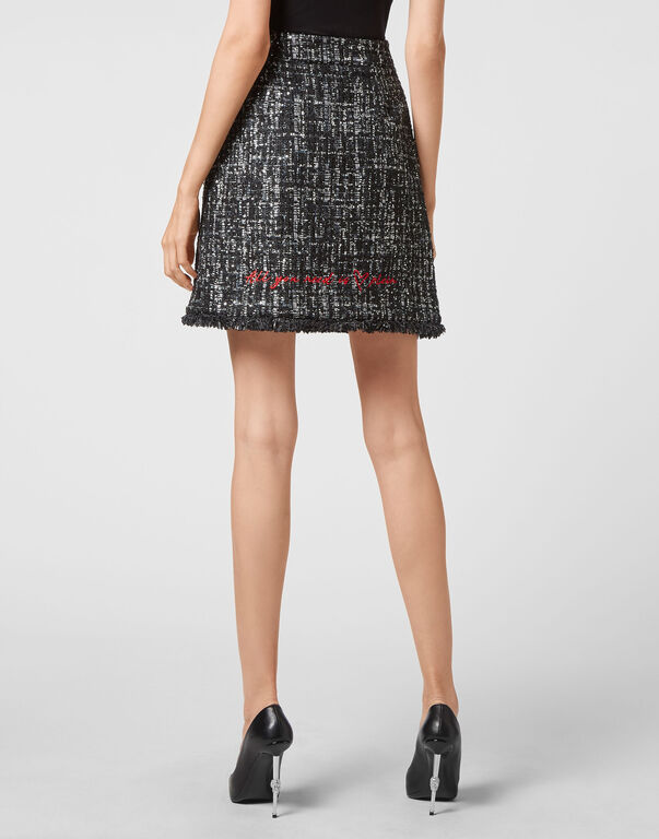 Bouclé Short Skirt Embroidery