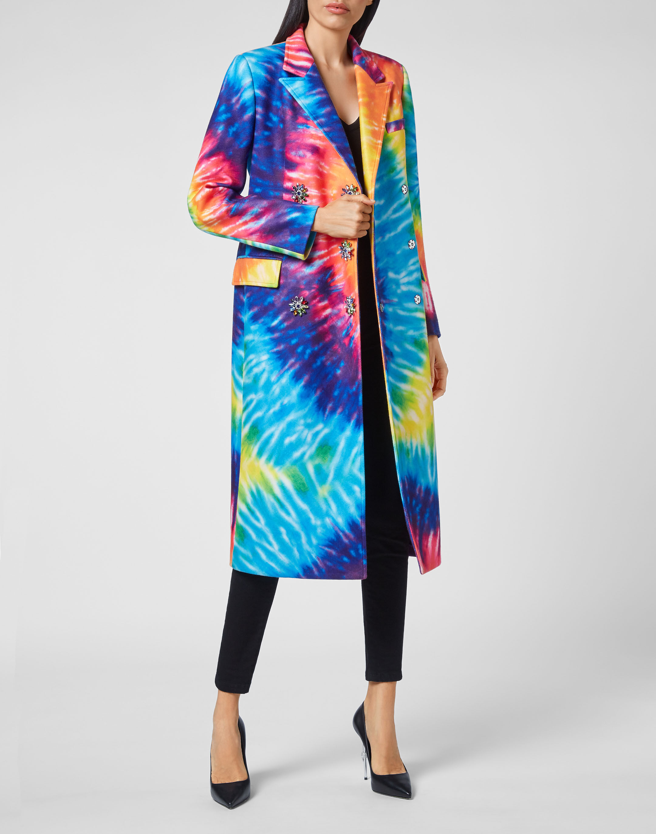 Tie dye trench clearance coat