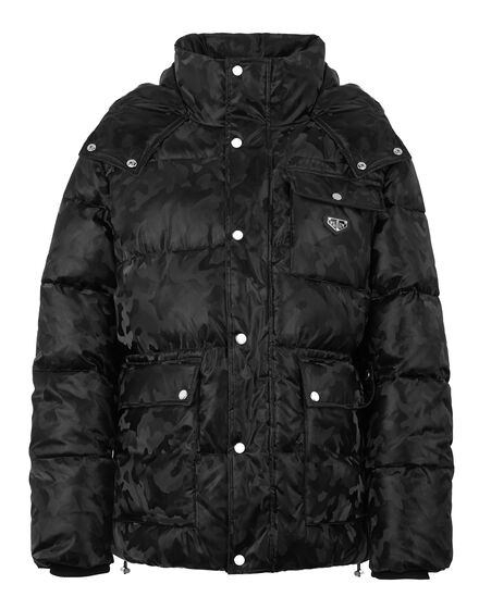 Shiny Nylon Puffer Jacket Camouflage