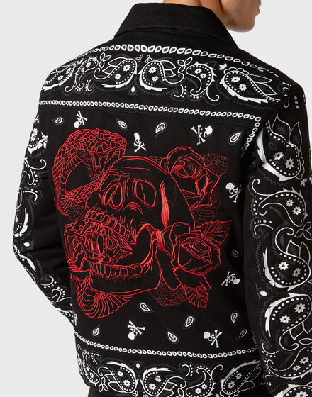 Embroidered Denim Jacket Paisley Bandana
