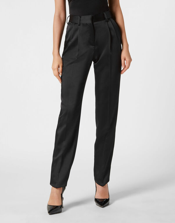 Basic Satin HIgh Waist Office Trousers