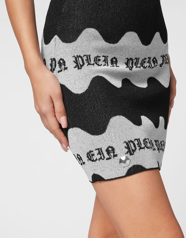 Jacquard Lurex Mini Skirt Waves