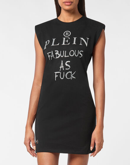 Sleeveless Short Dress with Crystals
