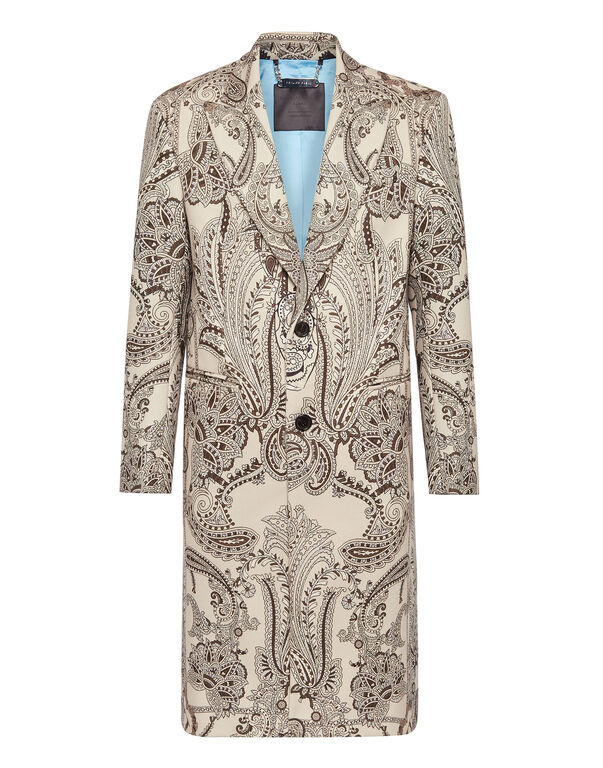 Wool Long Coat Paisley Foulard Wool Long Coat Paisley Foulard