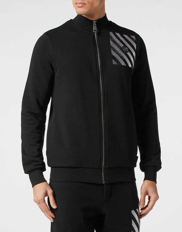 Jogging Tracksuit: Top/Trousers with Crystals Rainbow Stripes