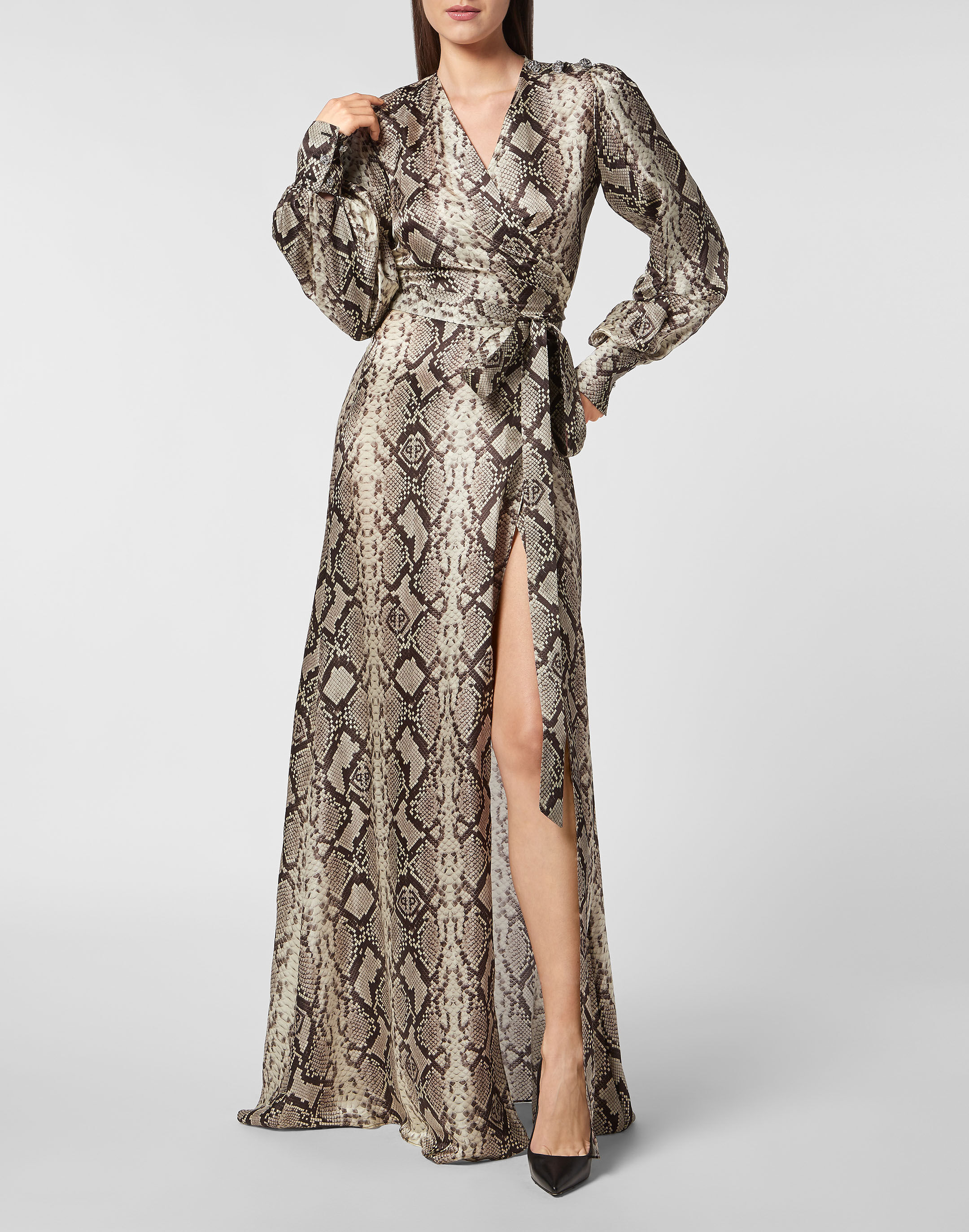 Python Silk Print Long Dress Philipp Plein Outlet