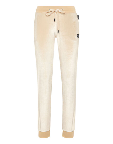 Chenille Jogging Trousers Strass Skull