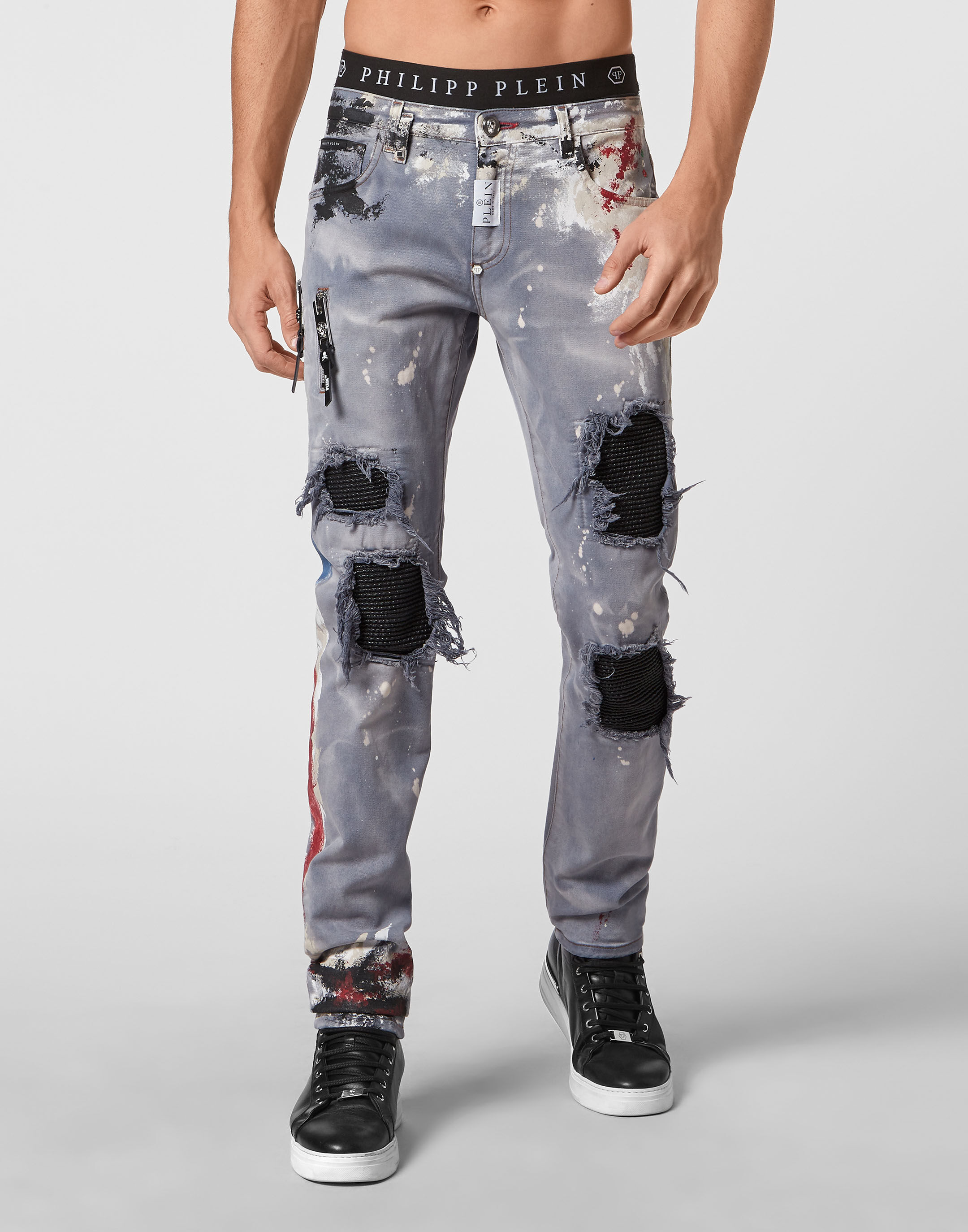 Denim Trousers Rock Star fit Painted Philipp Plein Outlet
