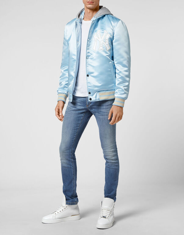 Satin Hoodie College Bomber Iconic Plein