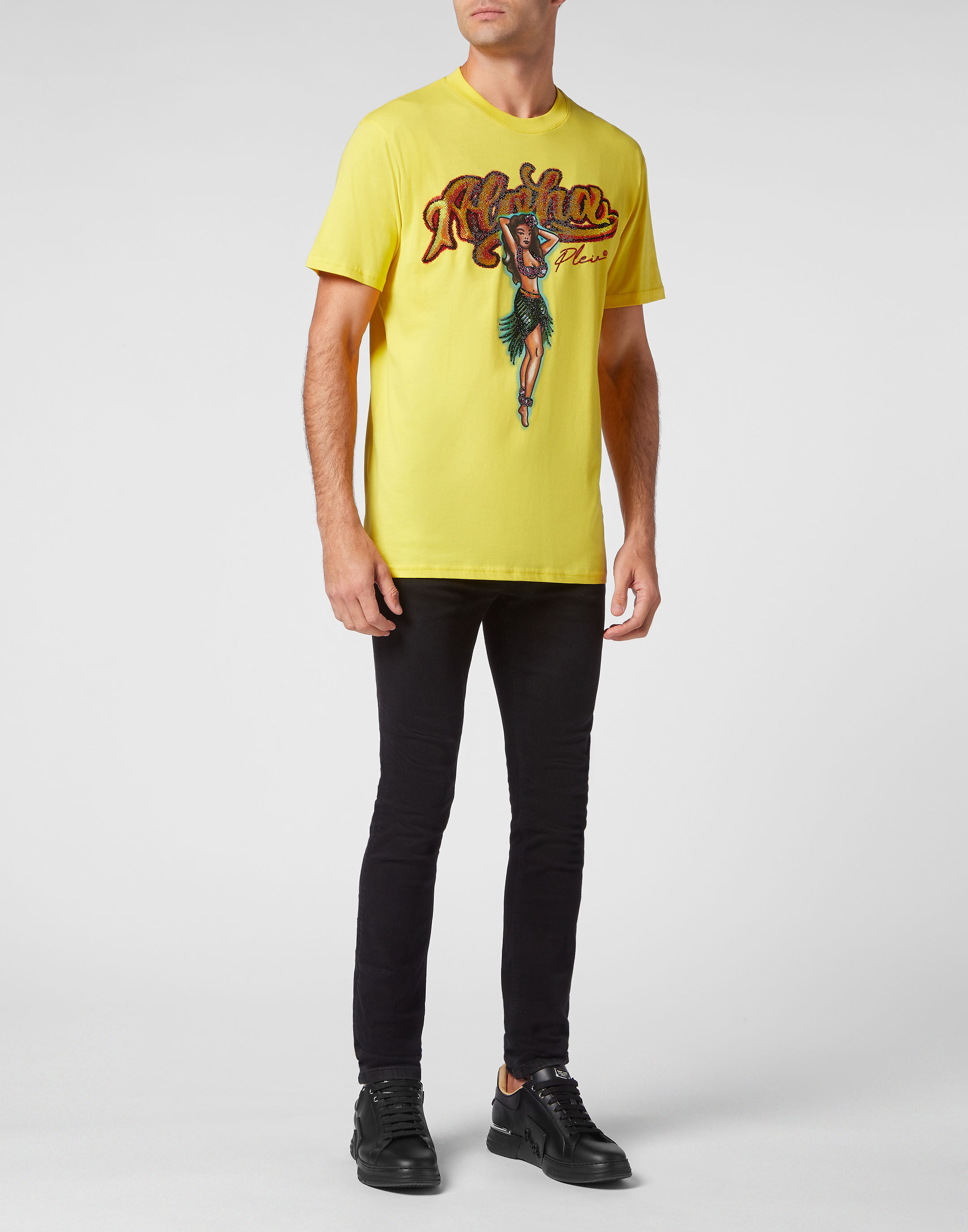 Tシャツ・カットソー Philipp Plein SACC MTK6077 PJY002N ROUND NECK HAWAII T-shirt T-shirt Round Neck SS Hawaii | Philipp Plein Outlet