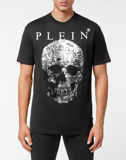 T-shirt Round Neck SS Skull with Crystals