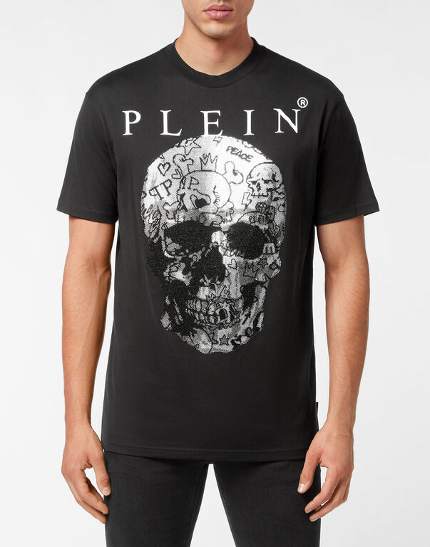 T-shirt Round Neck SS Skull with Crystals