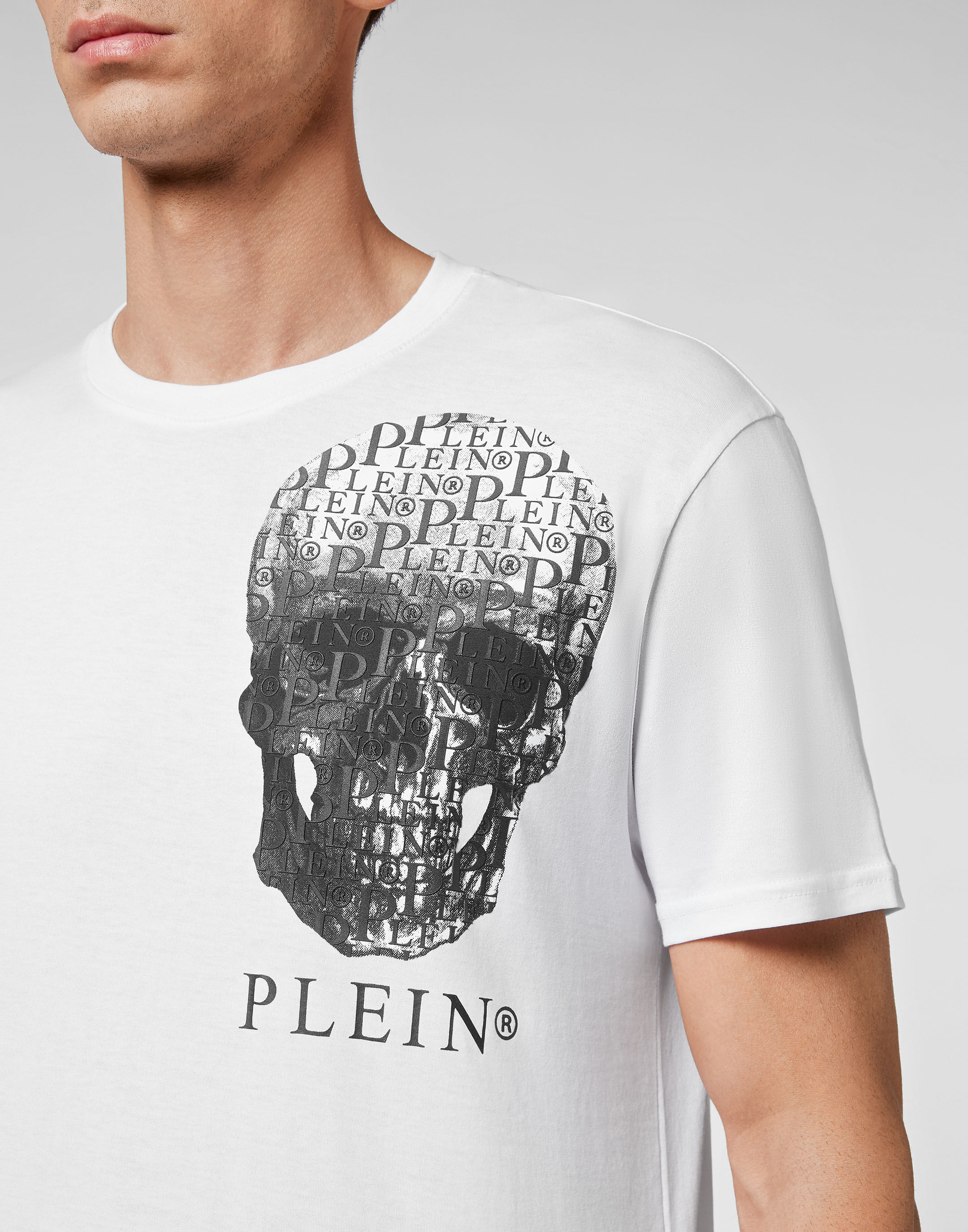 T shirt Round Neck SS Skull and Plein with Crystals Philipp