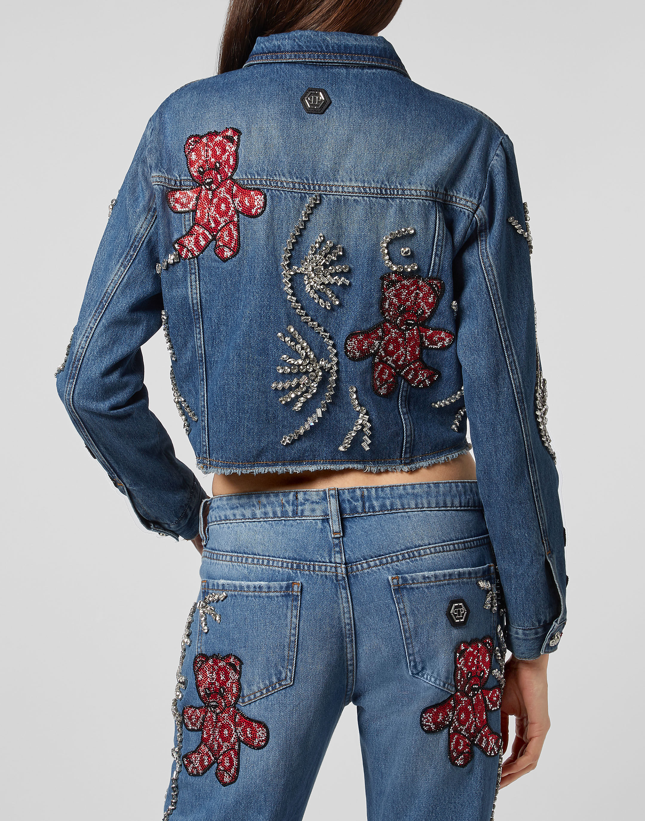 MM6 by Maison Margiela Womens Teddy Bear Denim Jacket - Ecru | Garmentory