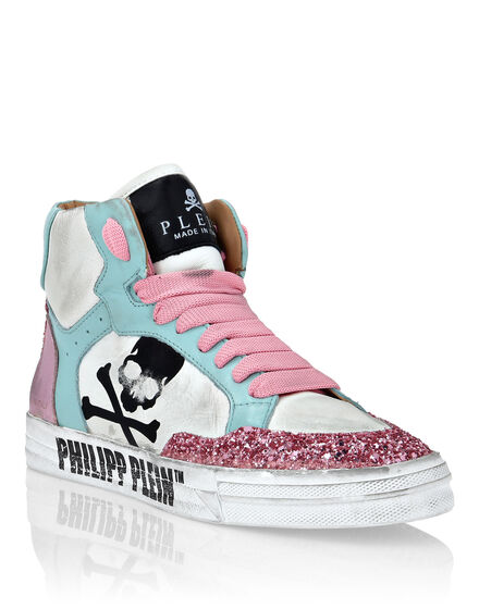 Leather Hi-Top Sneakers Glitter  Retrokickz TM