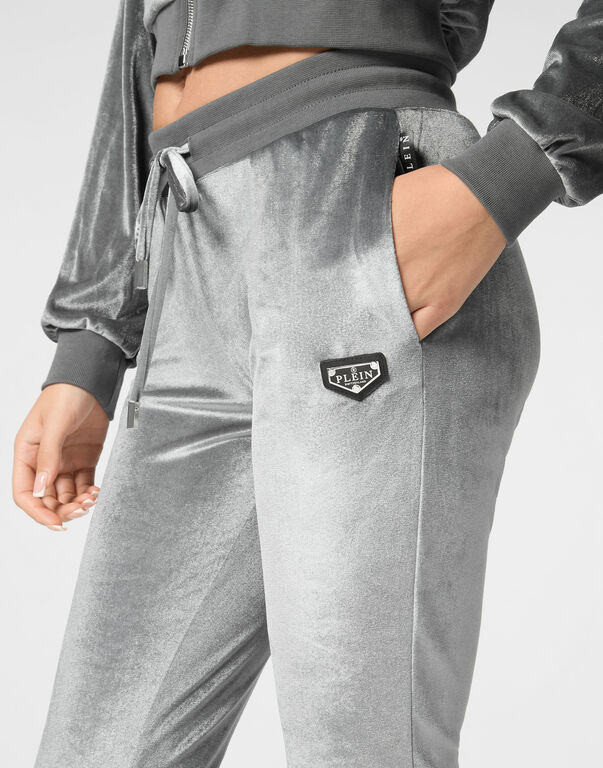 Chenille Jogging Trousers Strass Skull