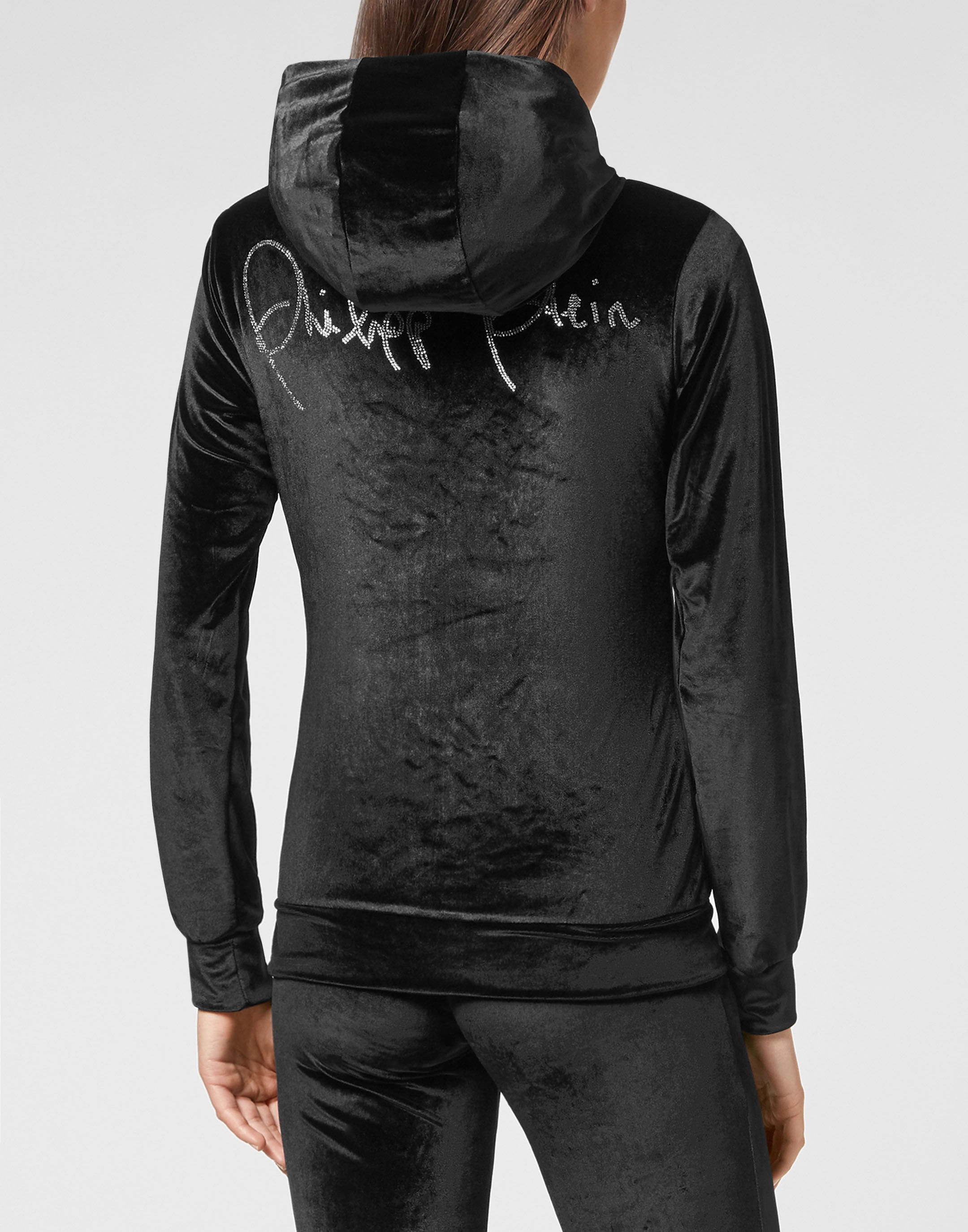 Velvet hoodie tracksuit best sale