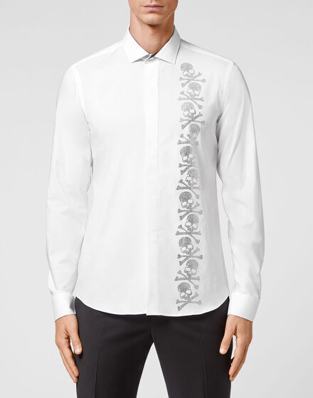 Cotton Shirt Sugar Daddy Cut LS Skull with Crystals
