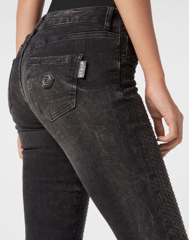 Denim Jegging Fit Trousers Strass