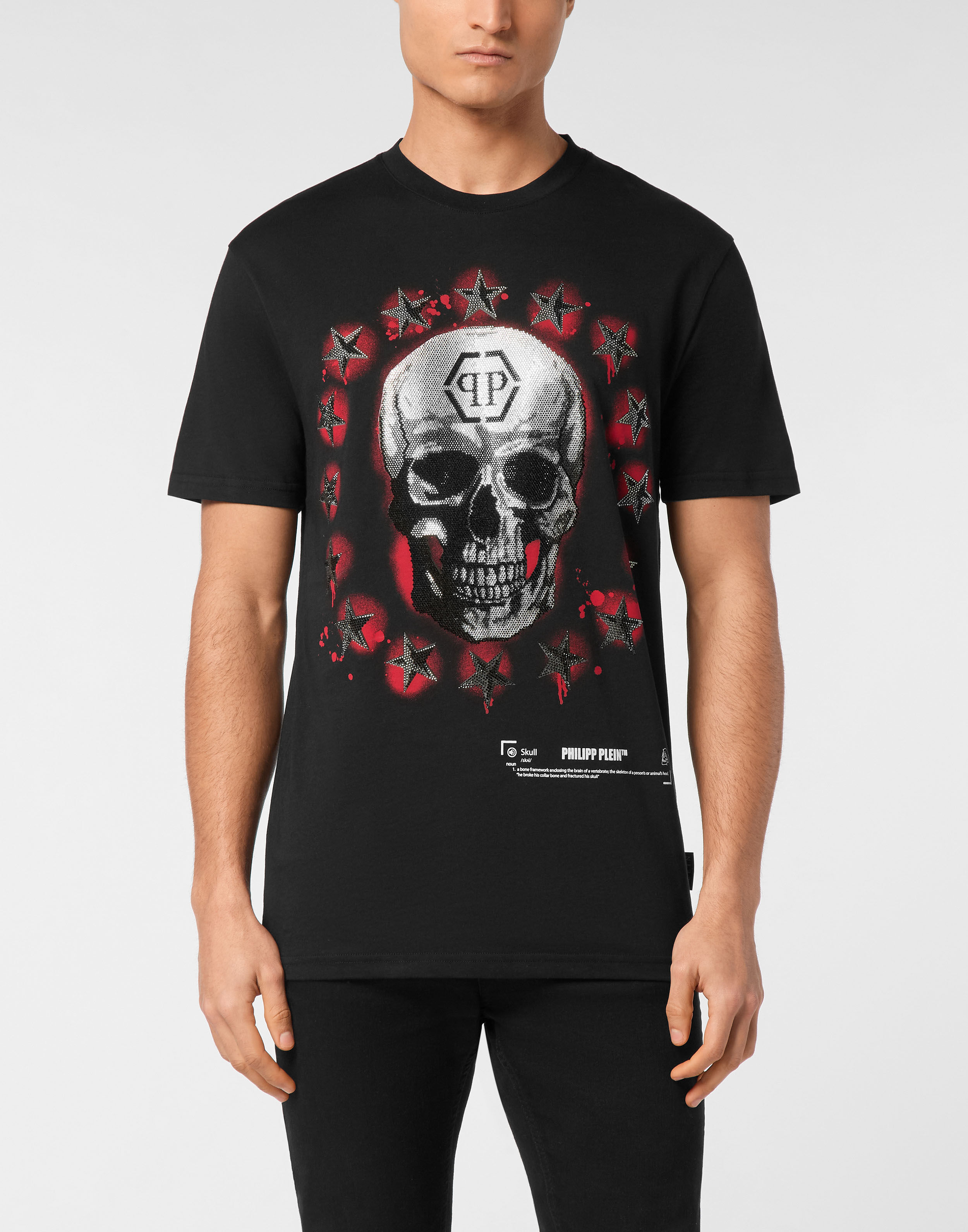 PHILIPP PLEIN アイコニックフレインクルネックTシャツ Round Neck T-Shirt Stars & Skull | Philipp Plein Outlet
