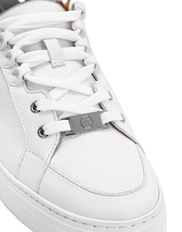 LO-TOP SNEAKERS SILVER $URFER LEATHER