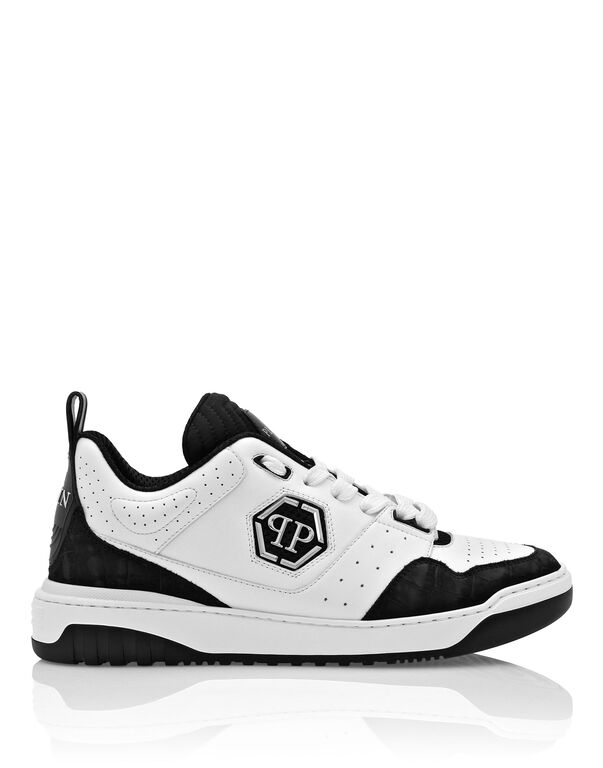 Croco Printed Leather Lo-Top Sneakers