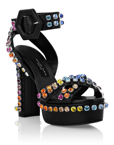 Sandals High Heels Multicolor with Crystals