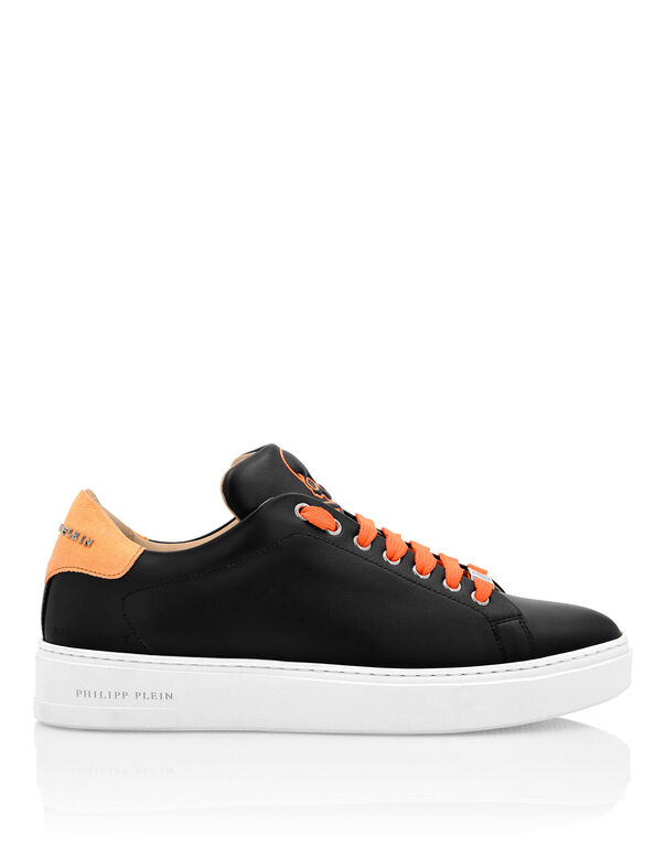 Leather Lo-Top Sneakers Skull and Plein