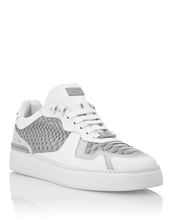 Louis Vuitton White/Grey Python And Suede Zip Up High Top Sneakers