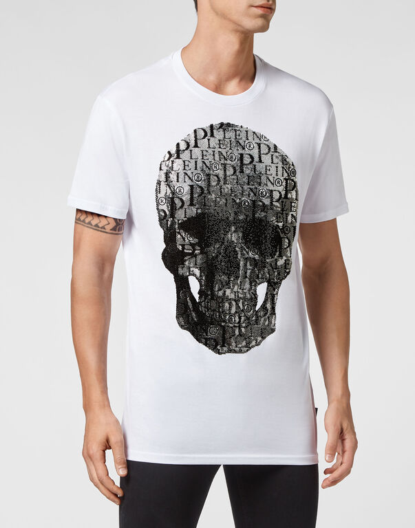 T-shirt Round Neck SS Skull and Plein with Crystals
