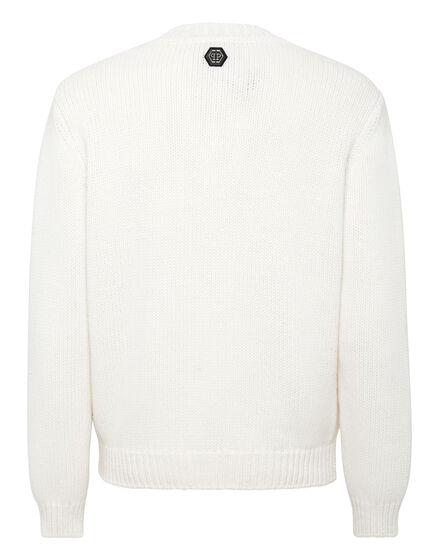 Wool Cotton Pullover Round Neck LS Tattoo Patches