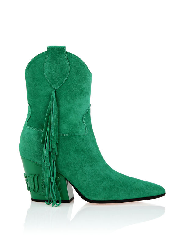 Suede Boots Mid Heels Cowboy Suede Boots Mid Heels Cowboy