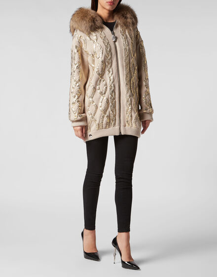 Wool & Foil Lurex Zip Cardigan