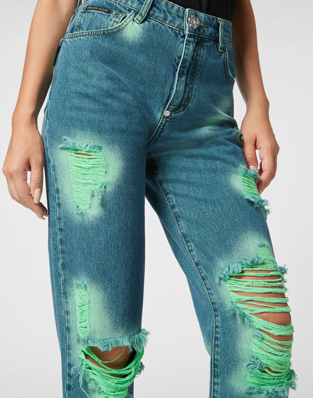 Denim Trousers Mom Fit Tie-Dye