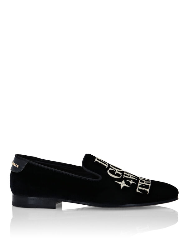 Velvet Loafers Embroidery Money