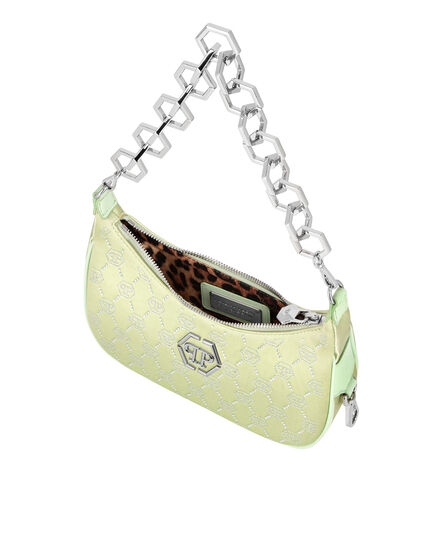 Satin Shoulder Bag Monogram Strass
