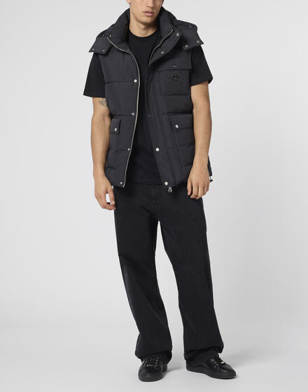 Nylon Puffer Vest Gothic Plein