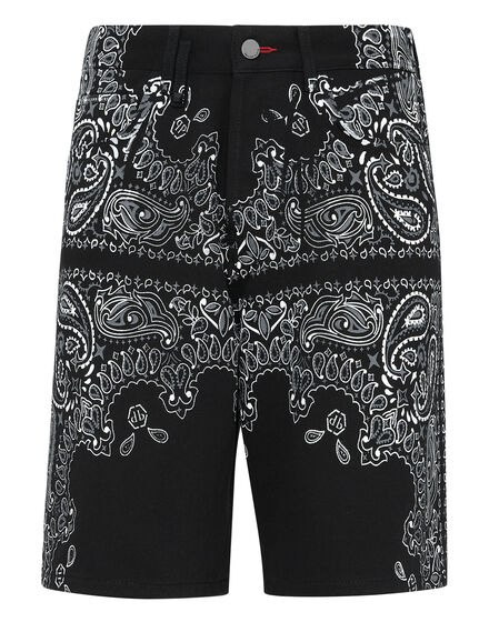 Denim Shorts Paisley Bandana